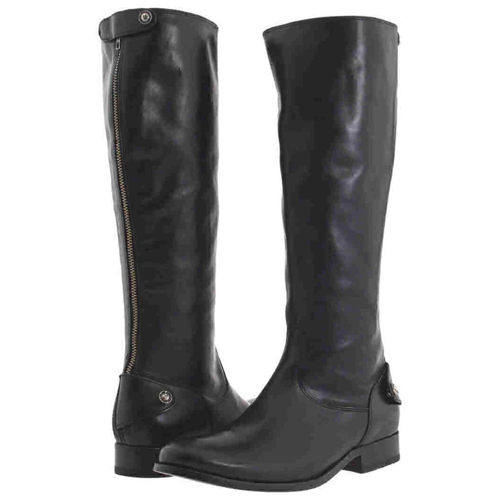 Frye MELISSA Button Black Riding Cowboy Tall Knee High Boots Shoes Flats 6 NIB